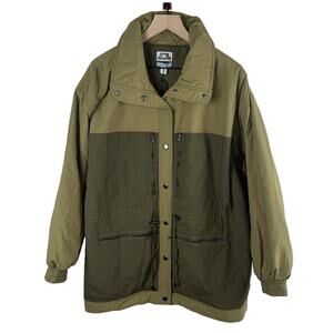 Womens Size XL Olive Green‎ Zip Utility Jacket Pockets Outdoors Hiking